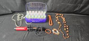 lot 290 image: Conair Easy Start Hair Roller Set with Assorted Beaded Jewelry
