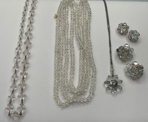 AB Crystals Aurora Borealis Long Necklace 56 and Crystal Lot