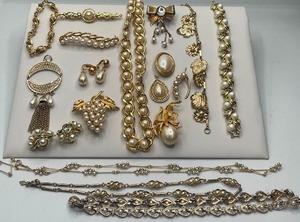 Monet Trifari Pearl and Gold Large Lot