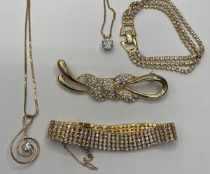 Les Bernard Inc. 5 strand bracelet,  Goldtone and Rhinestone lot