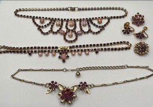 Goldtone, Foil Opals and Amethyst Colors Vintage Lot