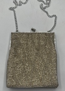 Vintage Walborg Silver Glass Beaded Evening Clutch Purse