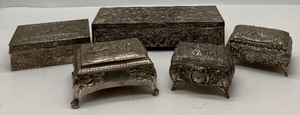 Embossed Trinket Boxes Lot of 5
