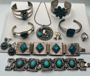 Faux Turquoise Jewelry Lot 10 PC