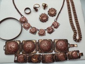 Copper Tone Jewelry with Gold Stone Lot