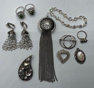 Silvertone Rhinestone and Fringe Jewelry Lot