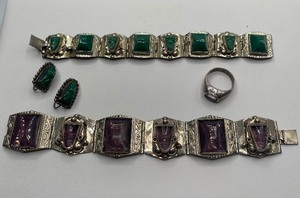 Taxco Sterling Bracelets, Earring and Ring Lot