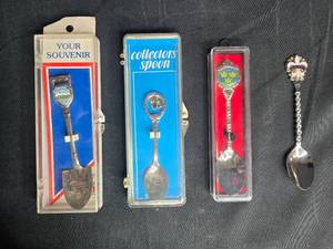 lot 41 image: Collection of 4 Souvenir Collector Spoons and Shovel
