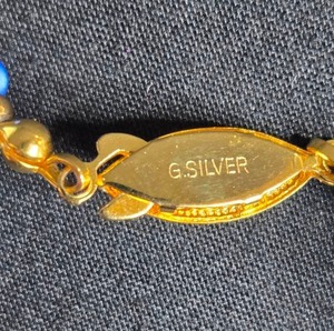 lot 44 image: Beaded Necklace with Multi-Colored Stones and G. Silver Stamp on Clasp