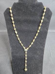 lot 45 image: Gold Tone Beaded Chain Necklace with Drop Pendant
