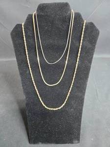 lot 46 image: Set of 2 Gold Tone and Silver Tone Necklaces with Agate Pendants
