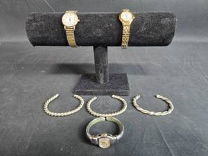 lot 47 image: Set of 2 Watches and Bracelets with Mixed Metal Designs