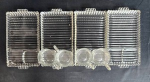 lot 61 image: Set of Vintage Glass Snack Trays with Cup Holders - only 2 w matching cups