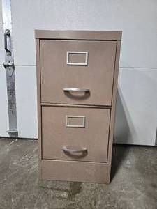 lot 87 image: 2-Drawer Metal Filing Cabinet with Beige Finish