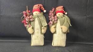 lot 35 image: Pair of Festive Plush Snowman Decorations with Red Hats