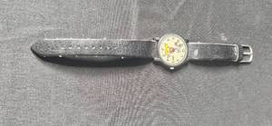 lot 36 image: Vintage Lorus Disney Mickey Mouse Black Leather Watch with Glow-in-the-Dark Feature