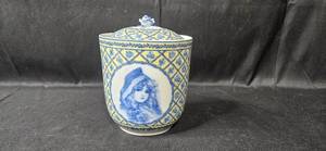 lot 54 image: Vintage Porcelain Rose China Cookie Jar with Lid