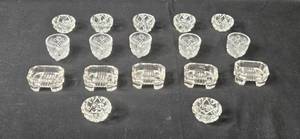 lot 91 image: Collection of Vintage Clear Glass Toothpick Holders and Salt Dip Bowls
