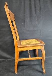 lot 128 image: Antique Wooden Dining Chair with Cane Seat