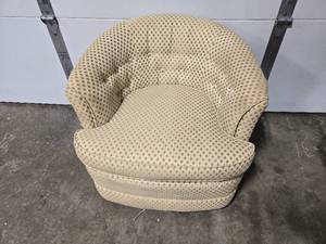 lot 139 image: MCM Barrel Swivel Chair with Beige Pattern