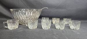 lot 142 image: Anchor Hocking Crown Point Punch Bowl Set w Orig Box