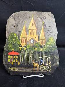 lot 156 image: Original Chapoton Painting on Historic Slate from French Quarter