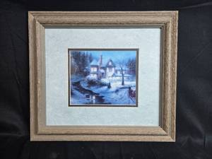 lot 161 image: Framed Thomas Kinkade Moonlight Sleigh Ride Print