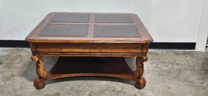 lot 132 image: Used Solid Wood Coffee Table with Inlaid Design