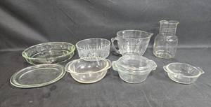 lot 11 image: Assorted Clear Glassware Collection including Bowls and Pitcher