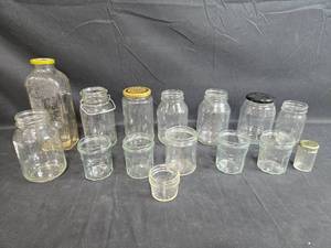 lot 14 image: Large Variety of Glass Jars with Assorted Lids