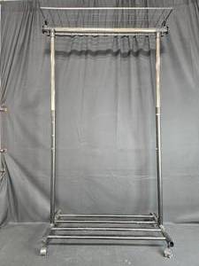 lot 164 image: Adjustable Garment Rack with Wire Shelf and Casters