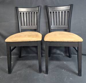 lot 166 image: Contemporary Black Wood Dining Chairs
