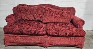 lot 216 image: Used Red Patterned Sofa with Elegant Design