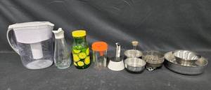 lot 254 image: Assorted Kitchenware Collection with Containers, Snack Bowls, Water Pitcher and More