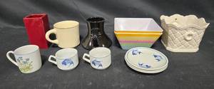 lot 255 image: Assorted Decorative Cups, Vases, and Bowls Collection