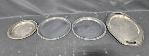 lot 263 image: Set of 4 Silver-Plated Serving Trays with Intricate Designs