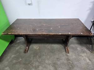 lot 297 image: Vintage Solid Wood Dining Table 72x31 inches