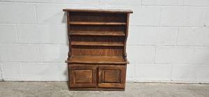 lot 226 image: Wooden Wall Shelf with Cabinet and Open Shelves