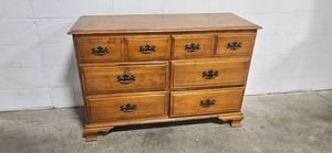 lot 227 image: Sturdy Wooden 6-Drawer Dresser with Brass Tone Handles