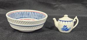 lot 241 image: Vintage Norwegian Bowl and Miniature Collectible Teapot