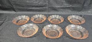 lot 242 image: Set of Vintage Depression Glass Bowls with Floral Design