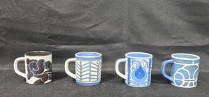 lot 244 image: Set of 4 Vintage Danish Modern Faience Mugs by Royal Copenhagen
