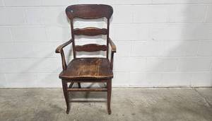 lot 305 image: Antique Wooden Ladder-Back Armchair