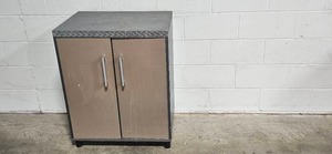 lot 310 image: Metal Storage Cabinet with Diamond Plate Top