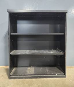 lot 16A image: Used Black Metal Storage Cabinet with 3 Shelves