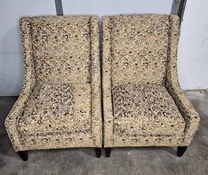 lot 342 image: Pair of Upholstered Armchairs with Modern Pattern