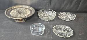 lot 32A image: Set of Vintage Crystal and Metal Serveware