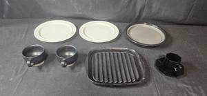 lot 326 image: Set of Vintage Polish Tulowice Stoneware Dishes and Cups