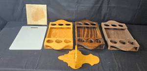lot 327 image: Collection of Wooden Kitchen Holder Sets & Cutting Board