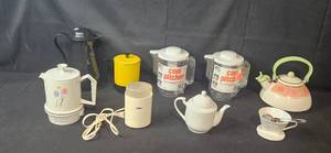 lot 366 image: Collection of Kitchenware Including Teapots, Pitchers, and Electric Kettle